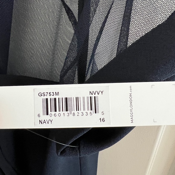 MAGGY LONDON Illusion Sheath Cocktail Dress Size 16in Navy - Picture 4 of 5
